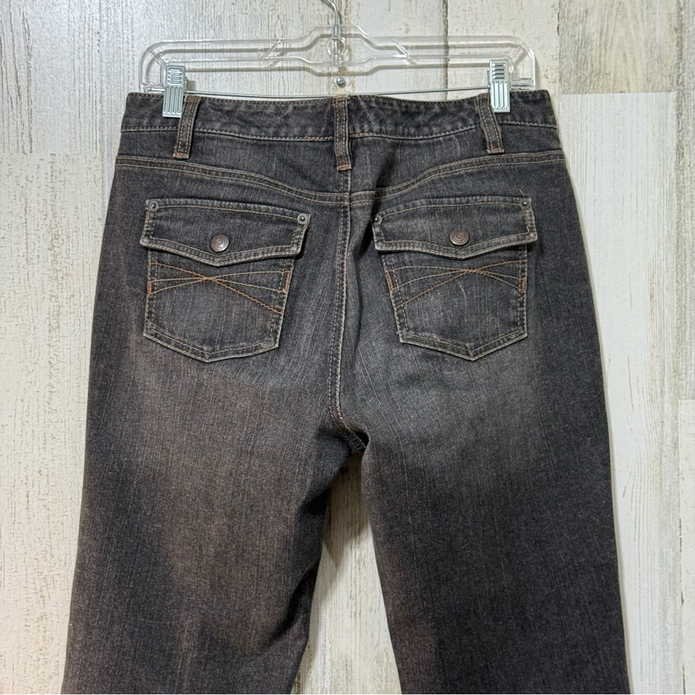 LOFT Curvy Boot Wide Leg Brown Black Dusty Denim Jeans Low Rise - Picture 11 of 14